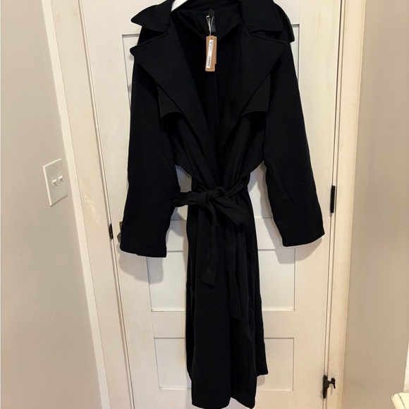 NWT SKIMS Black Boyfriend Trench Coat - Picture 2 of 11